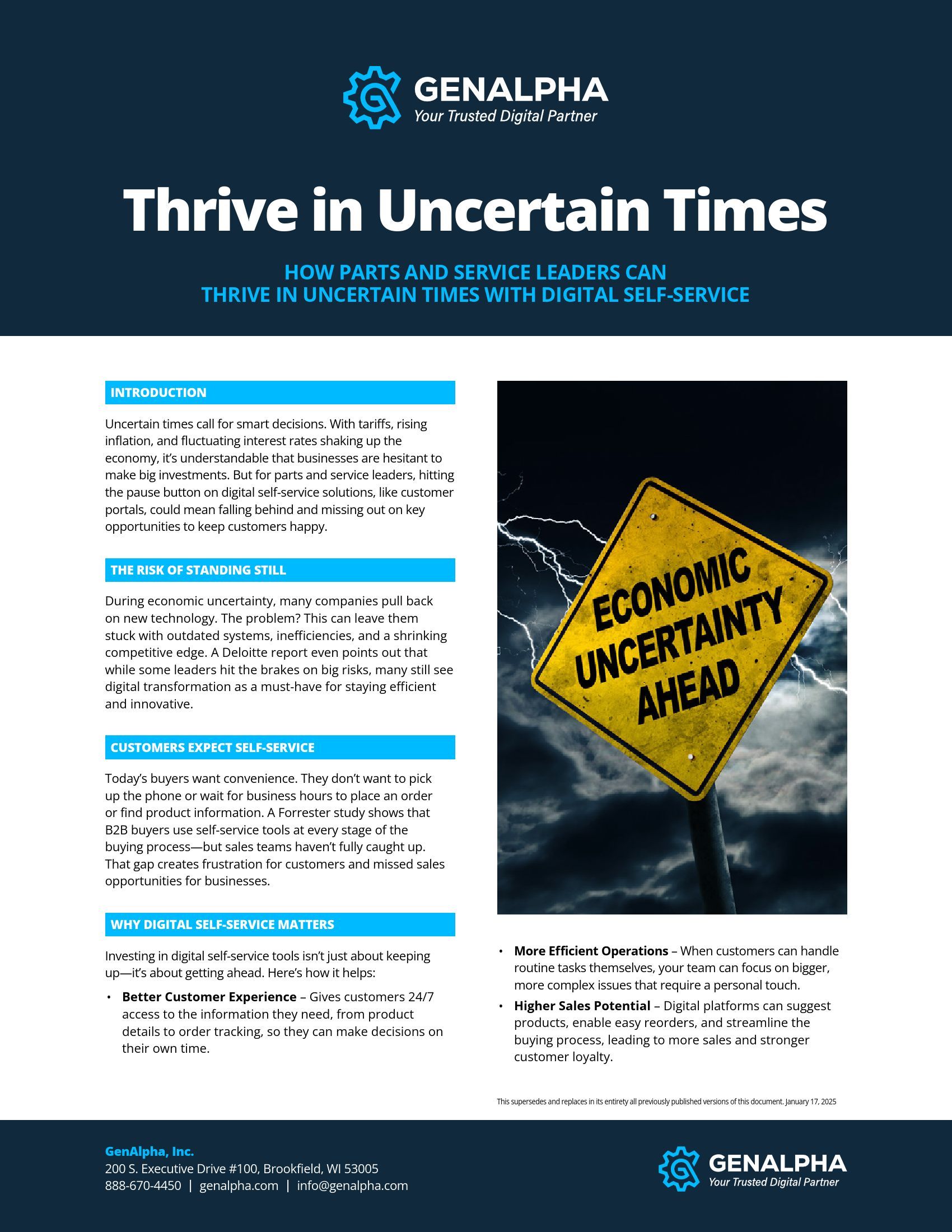 GenAlpha Digital Equipment Support - Industry Sales GenAlpha - Thrive in Uncertain Times